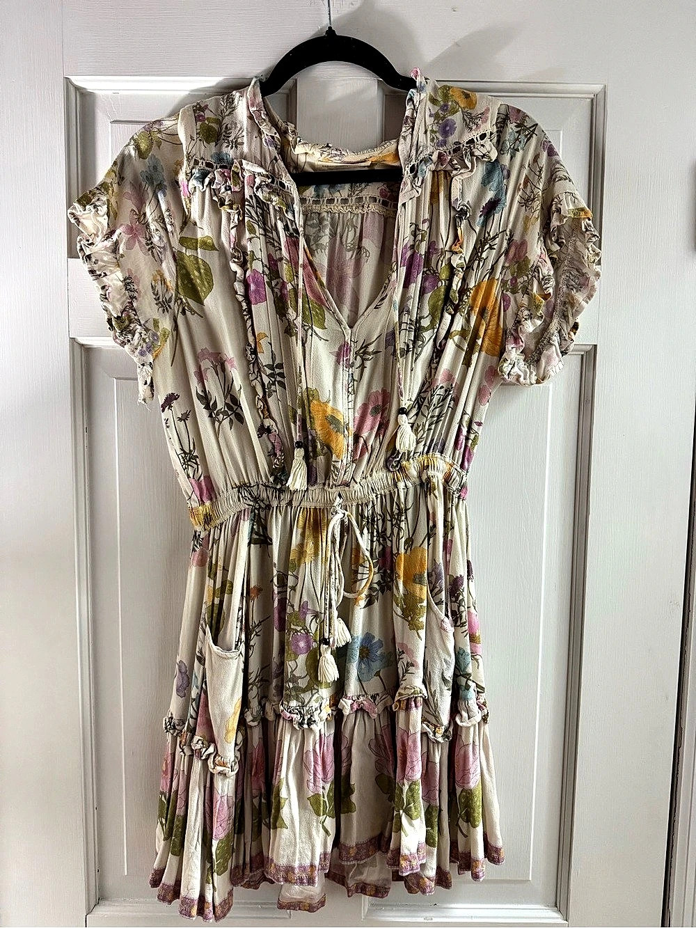 Spell & The Gypsy Collective Floral Mini Dress in White & Pink Size Small